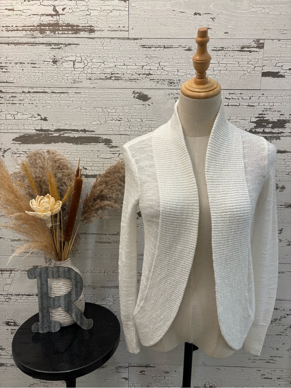 Lilly Pulitzer Cream Open-Front Shawl Collar Cardigan